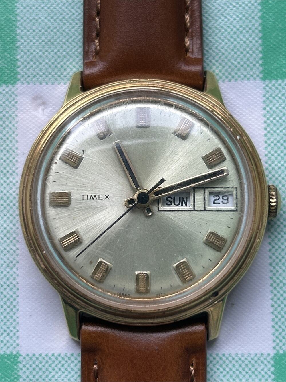 Vintage Timex Gold Tone Men’s Mechanical Wind Watch